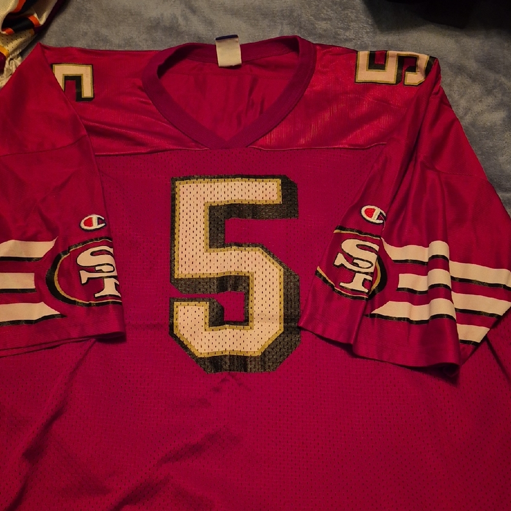 San Francisco Champion Authentic Red Football Jersey, #5- Garcia Size XXL, 52